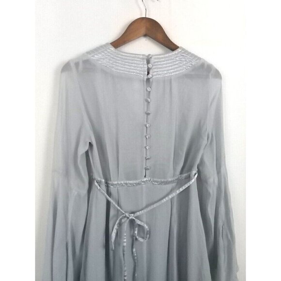 Ghost London Dress Women's Size XS Blue Gray Boho Peasant Bell Sleeves FLAW - Picture 5 of 16